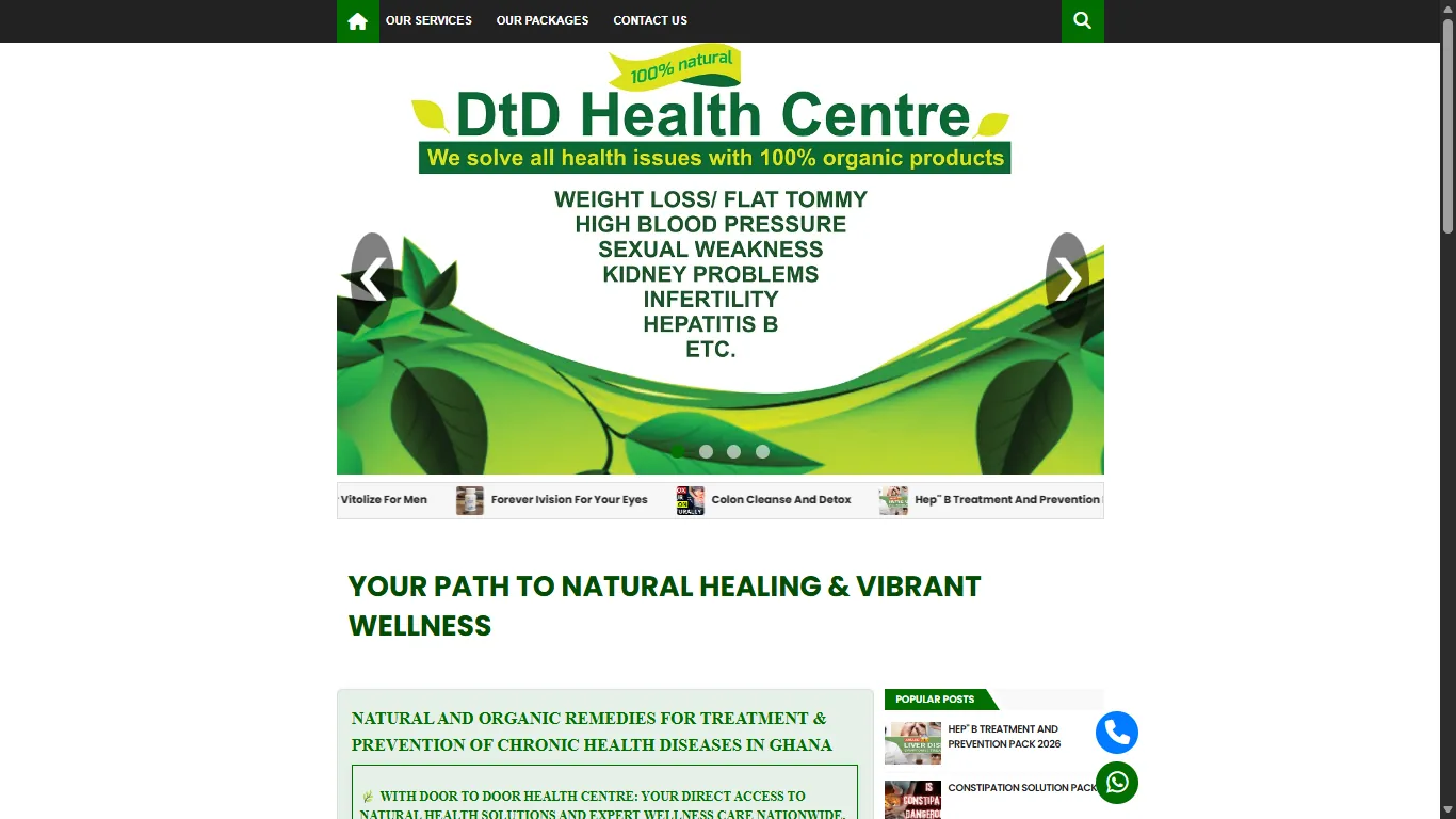 Door to Door Health Centre website screenshot