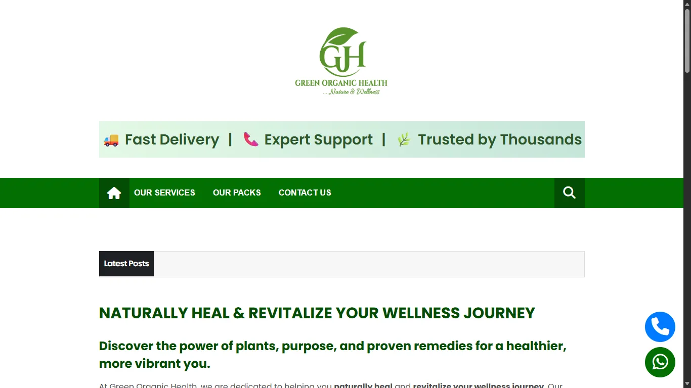 Green Organic Health website screenshot